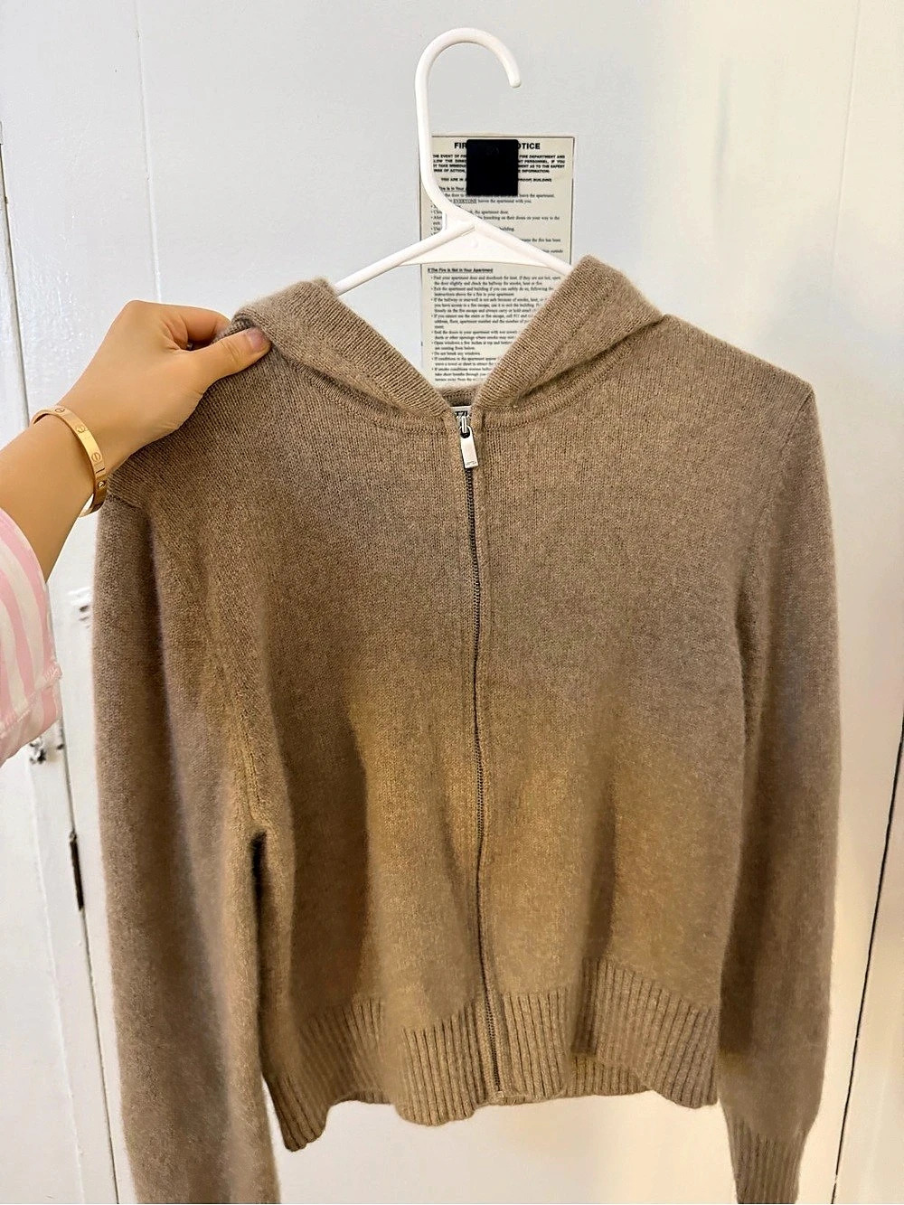 Aritzia Essential Cashmere Idyllic Zip Hoodie Brown